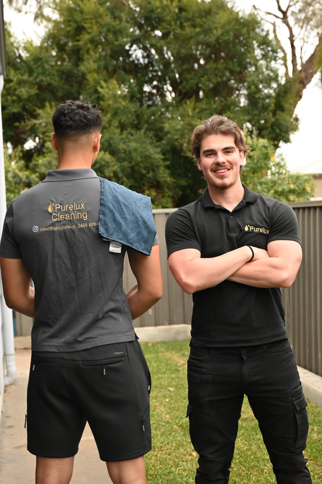 PureLuxe Cleaning Specialists team members on site